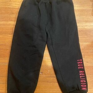 True Religion Kids Black Joggers with Red Logo Size 4T
